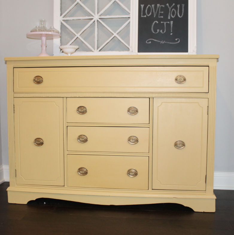 Yellow Sideboard with Miss Mustard Seed Milk Paint