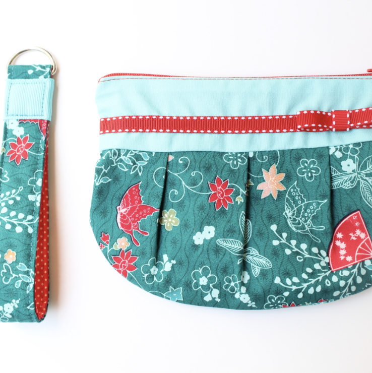 Fabric Key Chain & Pleated Zippered Pouch