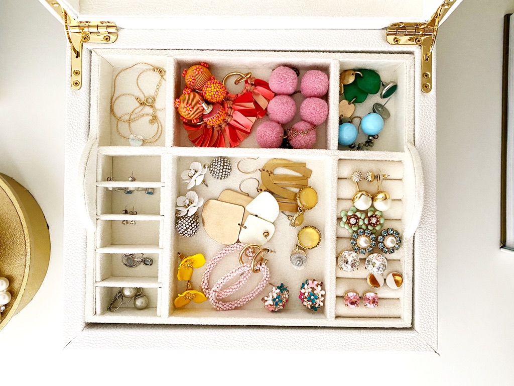 Jewelry box with colorful jewelry