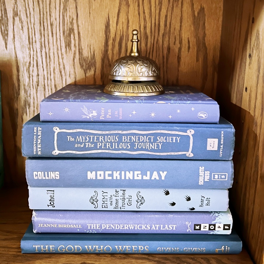 Blue stack of books