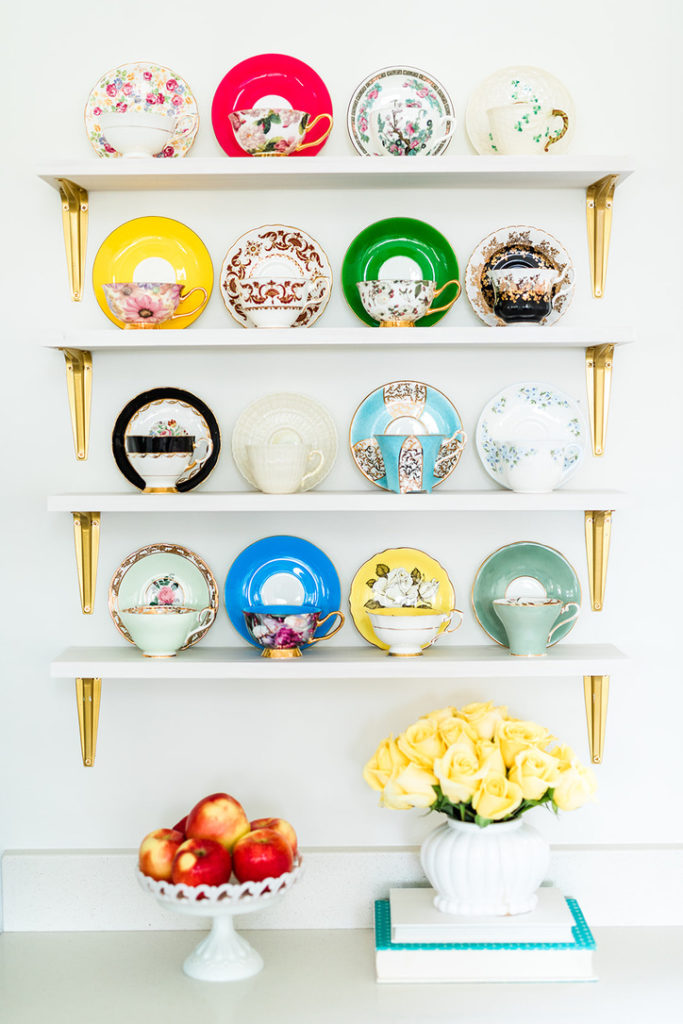 diy teacup shelves for displaying teacups 