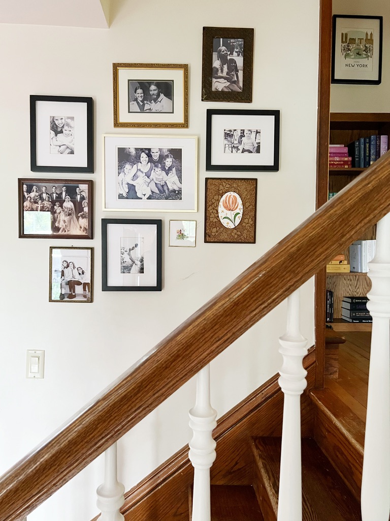 stair gallery wall with family photos
