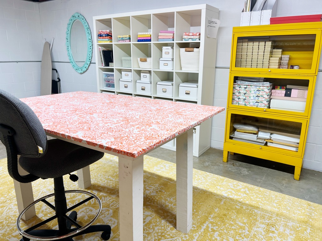 cutting table and craft room storage