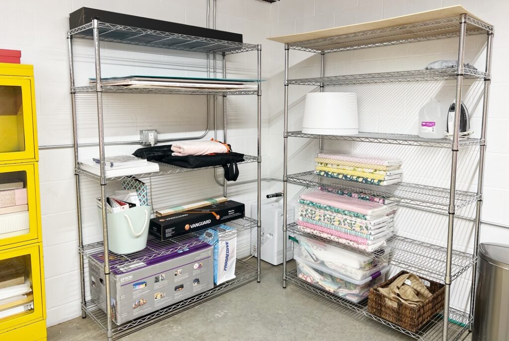 wire shelves for craft room storage