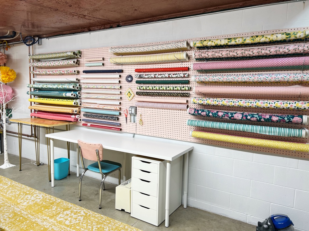 pegboard for fabric storage